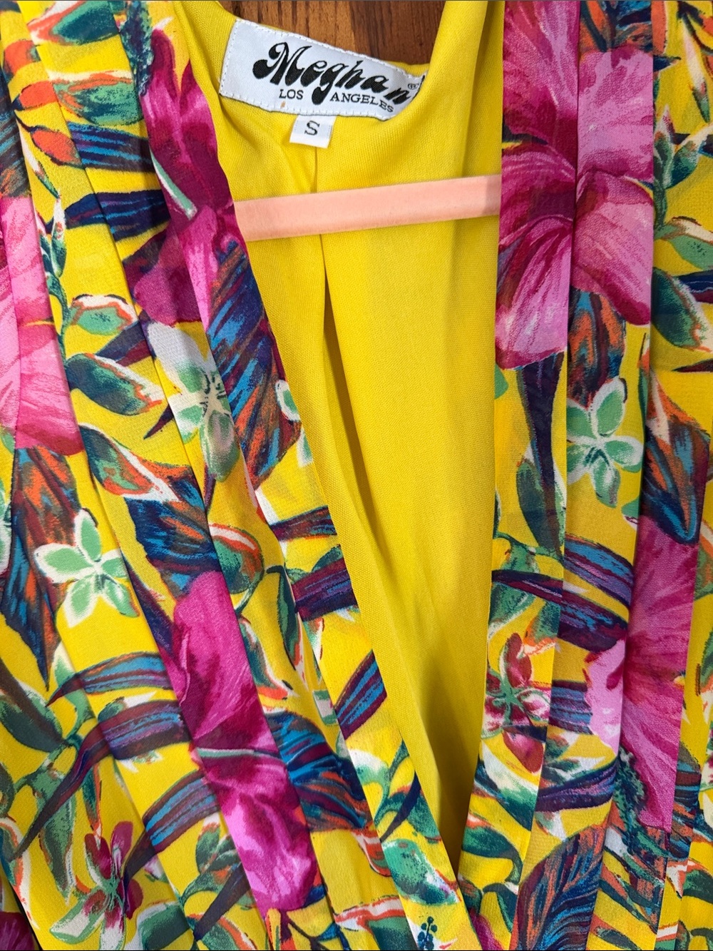 Meghan LA Yellow Maxi Dress with Pink Floral Print - Picture 2 of 2